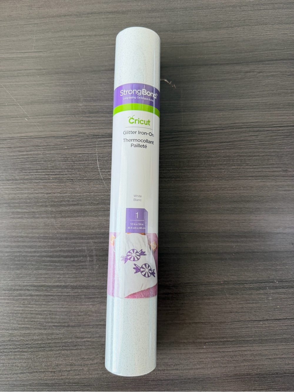 Cricut StrongBond Glitter Iron-On Heat Transfer Vinyl Sheet White 12 x 19 in